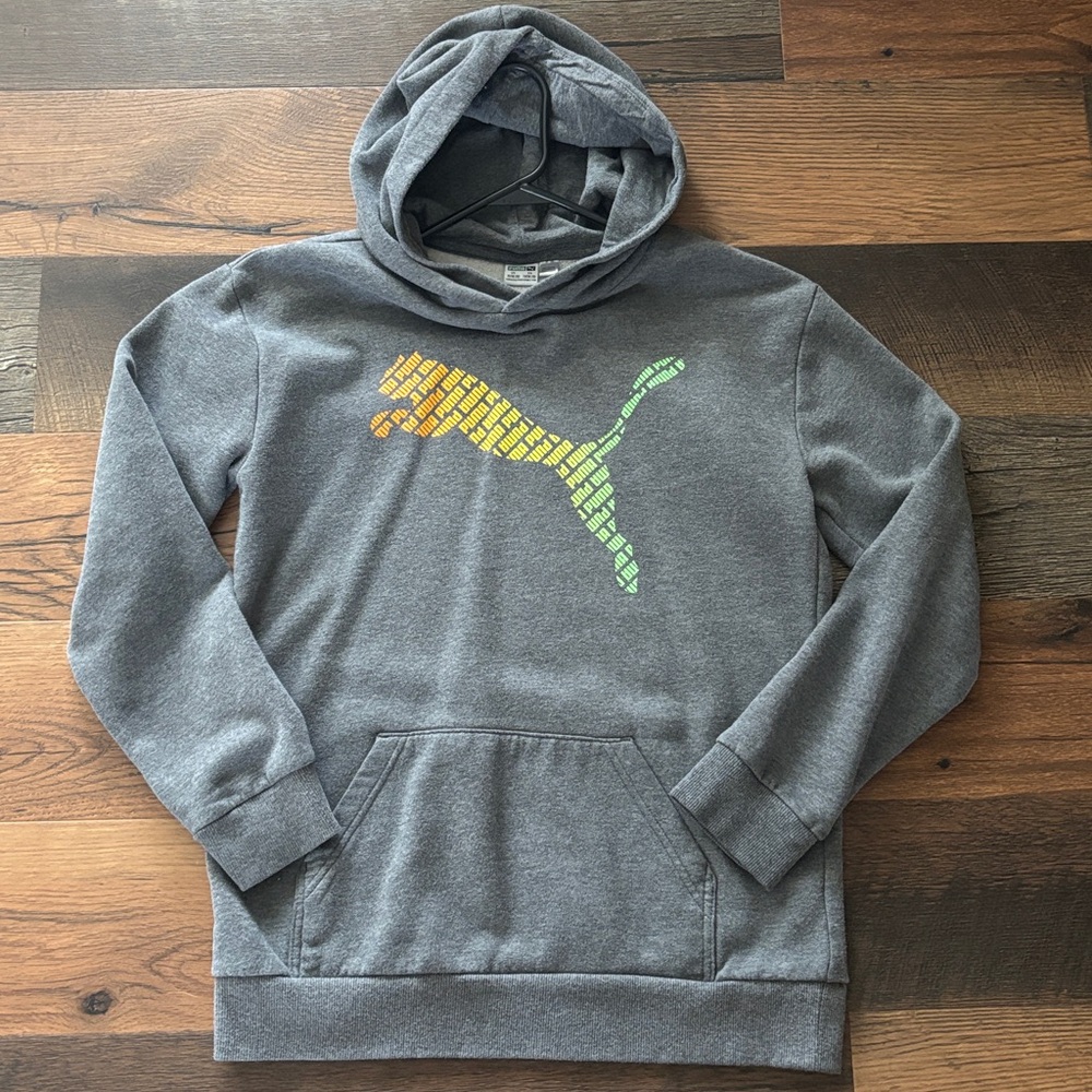 Puma Gray Hoodie with Vibrant Logo